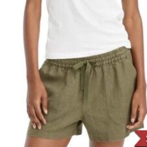 POINT SUR x J CREW Blue Green SEASIDE linen drawstring pull on Shorts size XS - Picture 3 of 13